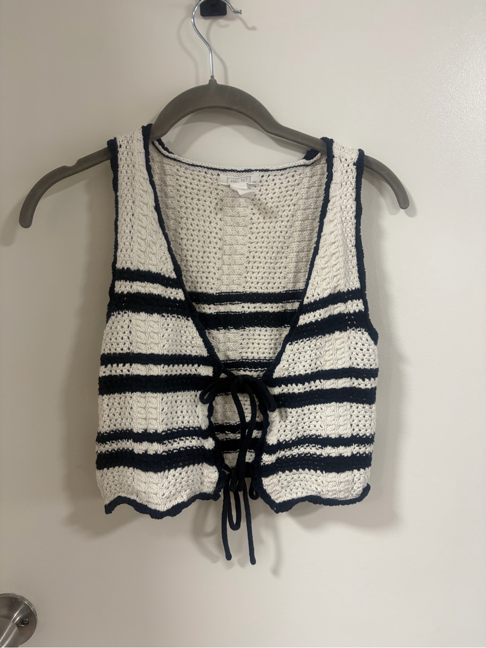 Full Tilt Cream Crochet Tank with Black Trim
